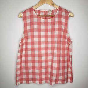 J Crew Women’s Cotton Linen Blend Checkered Plaid Sleeveless Blouse Top 12